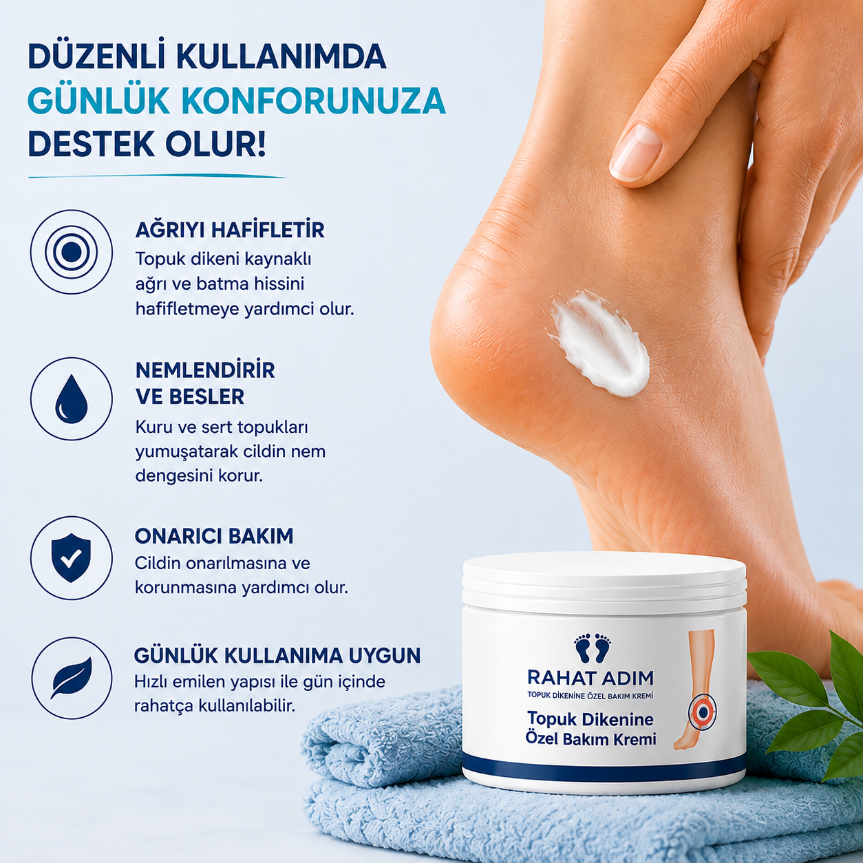 Rahat Adım Topuk Dikeni Kremi düzenli kullanım ve bakım özellikleri görseli