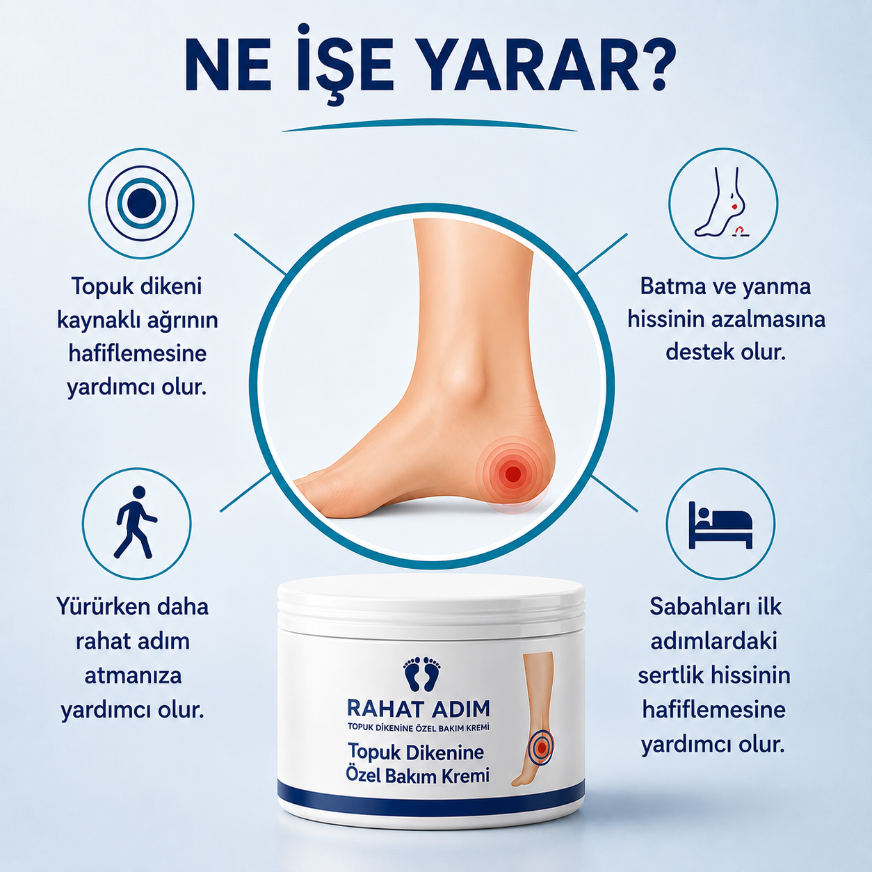 Rahat Adım Topuk Dikeni Kremi ne işe yarar bilgilendirme görseli